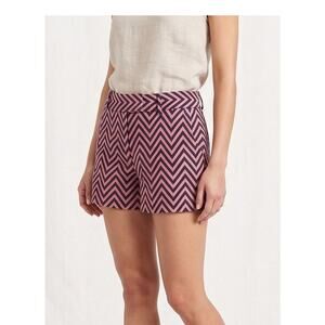 Ann Taylor LOFT Womens Size 2 Chevron Blue Pink Shorts Riviera Short